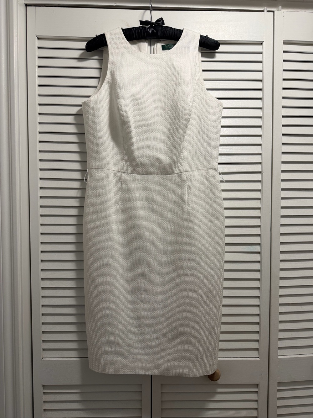 Lauren Ralph Lauren Cream Textured Sheath Midi Dress